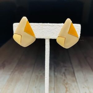 VINTAGE ENAMEL PAINTED CLIP ON EARRINGS